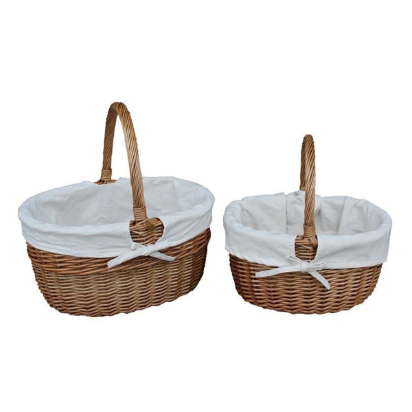 Brambly Cottage 2 Piece Lined Hollander Shopping Wicker Basket Set